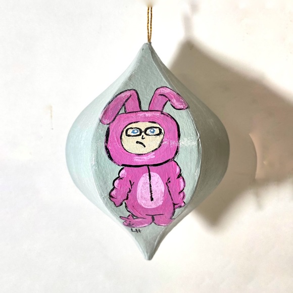 ORIGINAL Hand Painted The Christmas Story Ralphie 6 Side Paper Mache Ornament - Picture 8 of 10